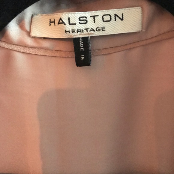 Halston Mauve/Nude satin button down shirt - Picture 2 of 7